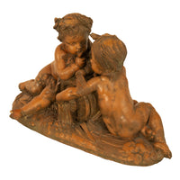 Antique 19thC French Naturalism Terracotta Sculpture "La Source" Putti Sculpture by Albert-Ernest Carrier-Belleuse,1864