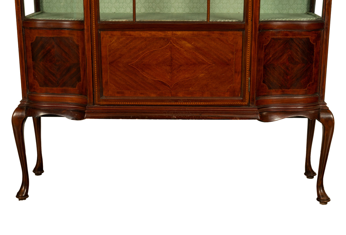 Antique 19th Century Inlaid Mahogany Regency Revival Display Cabinet China Hutch 1890