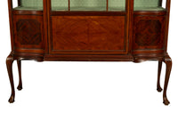 Antique 19th Century Inlaid Mahogany Regency Revival Display Cabinet China Hutch 1890