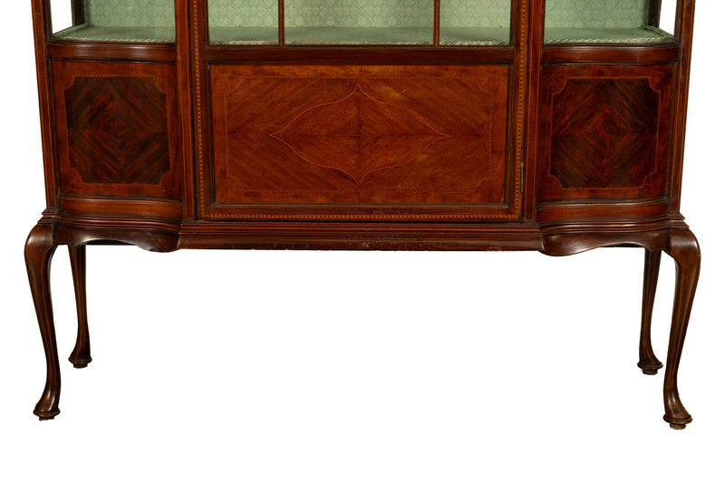 Antique 19th Century Inlaid Mahogany Regency Revival Display Cabinet China Hutch 1890