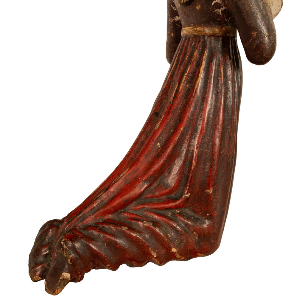 Antique Italian 15th Century Carved Wood Hand-Painted Madonna Statue Vecchietta 1460