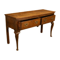 Antique 18thC Georgian Oak Welsh Two Drawer Dresser Base Server Side Table 1760