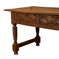 Antique 17th Century Baroque Carved Walnut Spanish Table Desk Navarre 1650