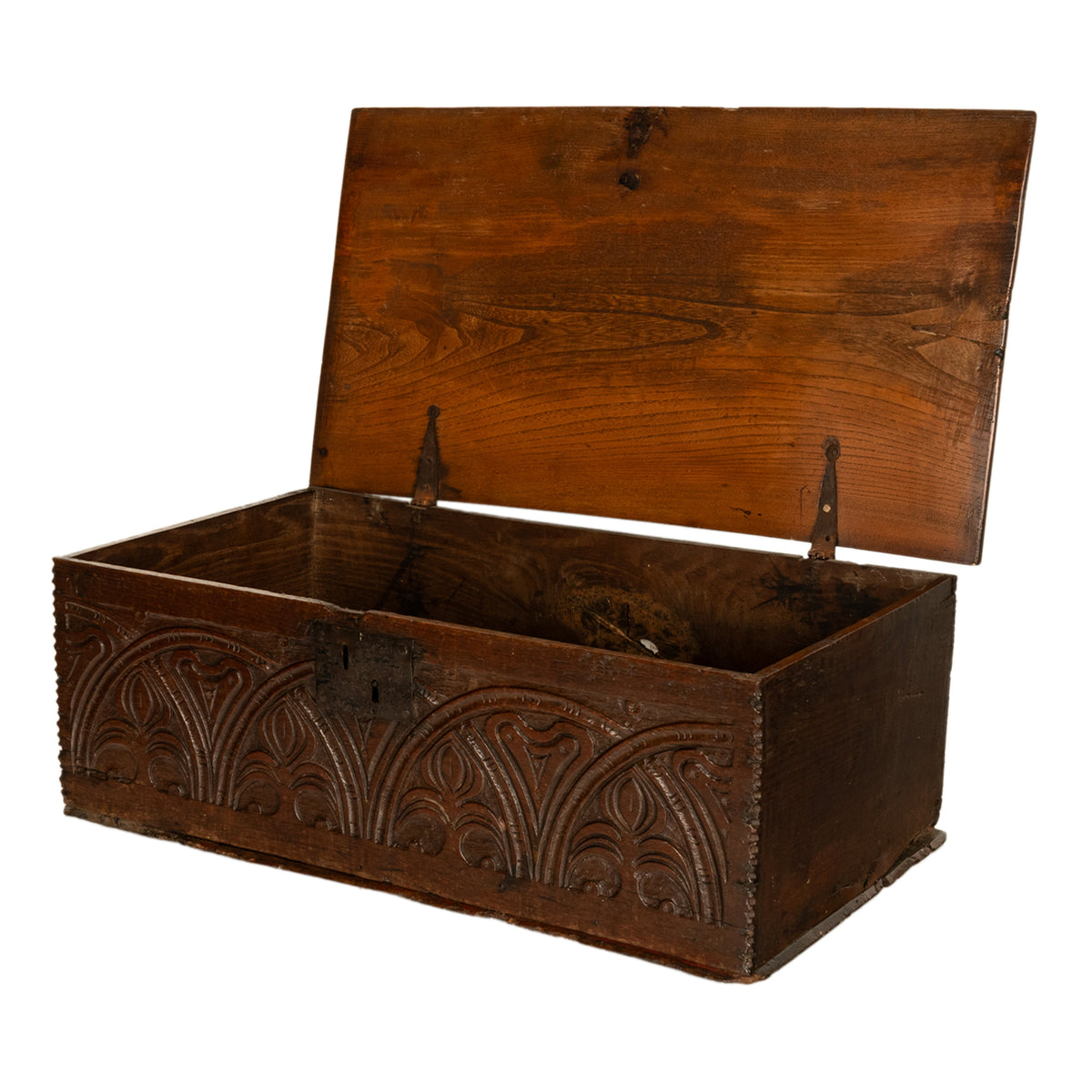 Antique English 17th Century Charles II Carved Oak Bible Document Deed Box 1680