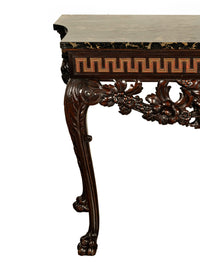 Antique English Georgian Carved Mahogany Portoro Marble Console Side Table 1820