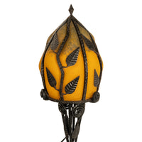 Large Antique French Art Deco Daum Glass & Edgar Brandt Iron Table Lamp 1920s