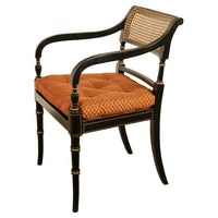 Set Eight Federal Style Japanned & Gilded Dining Arm Chairs Kittinger Furniture