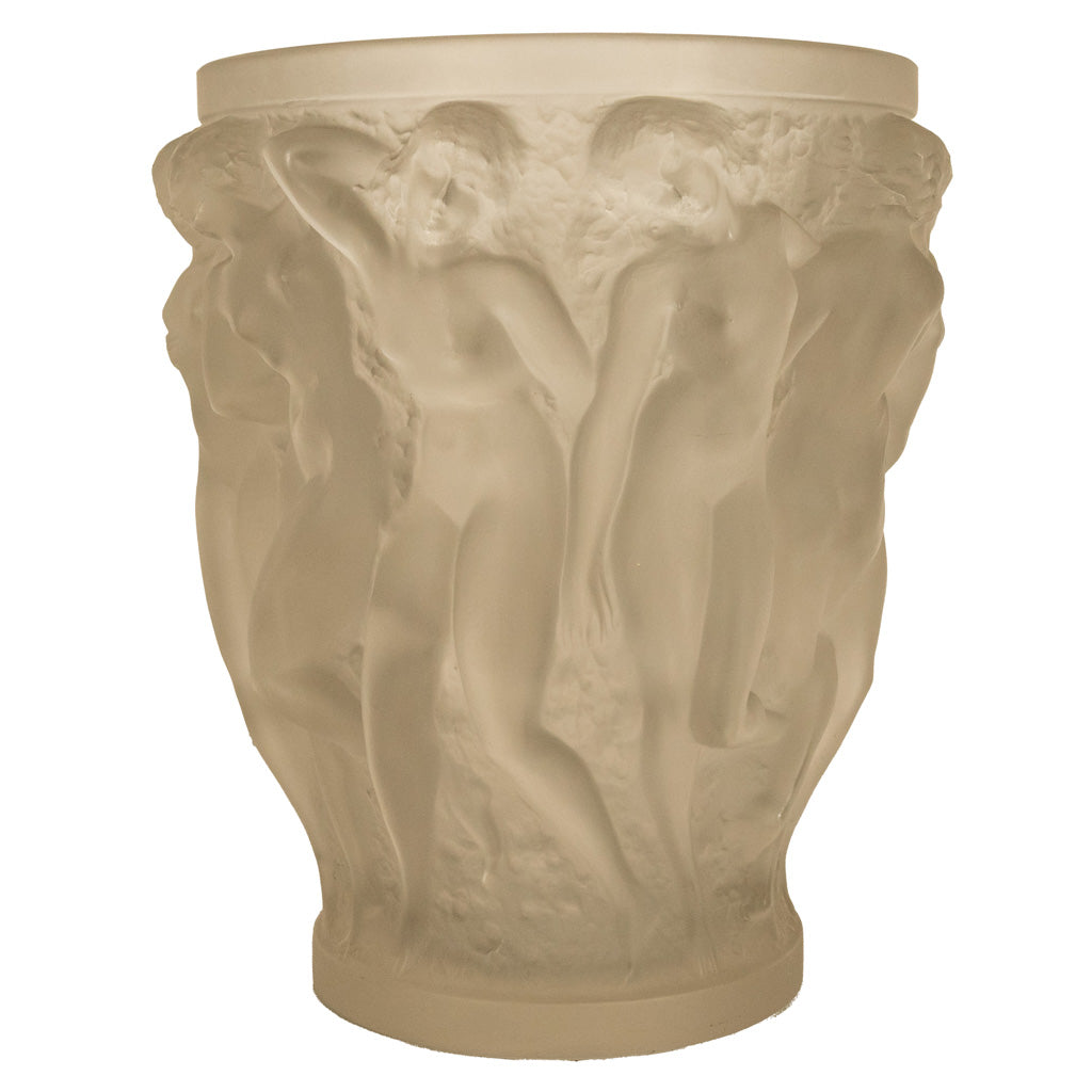 Rene Lalique Large Art Deco Opalescent Glass Crystal Vase Bacchantes Signed 1927