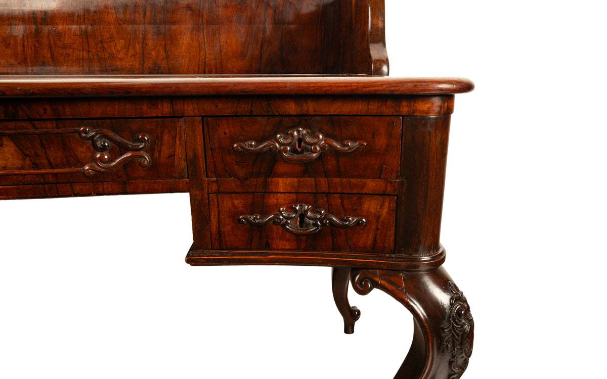 Antique French Carved Rosewood Louis Philippe Rococo Desk Bureau Writing Table Circa 1850