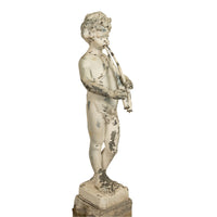 Antique French Lead Garden Statue Fountain Piping Boy Pan Putto Bacchante 1880