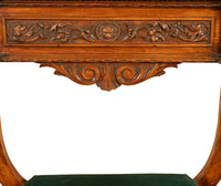 Antique Renaissance Revival Carved Walnut Green Man Savonarola Chair Circa 1890