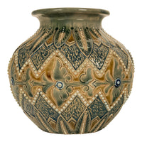 Antique Aesthetic Movement Doulton Lambeth Stoneware Vase Elizabeth Atkins 1883