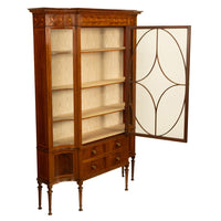 Antique Art Nouveau Inlaid Mahogany Display China Cabinet Vitrine Waring Gillow, 1905