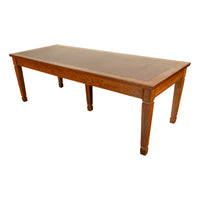 Long Antique Oak Arts & Crafts Five Leg Library Conference Dining Table 1900