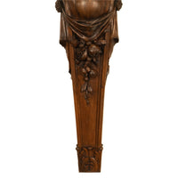 Antique 19thC Italian Carved Walnut Renaissance Revival Pair Caryatid Brackets, Circa 1850