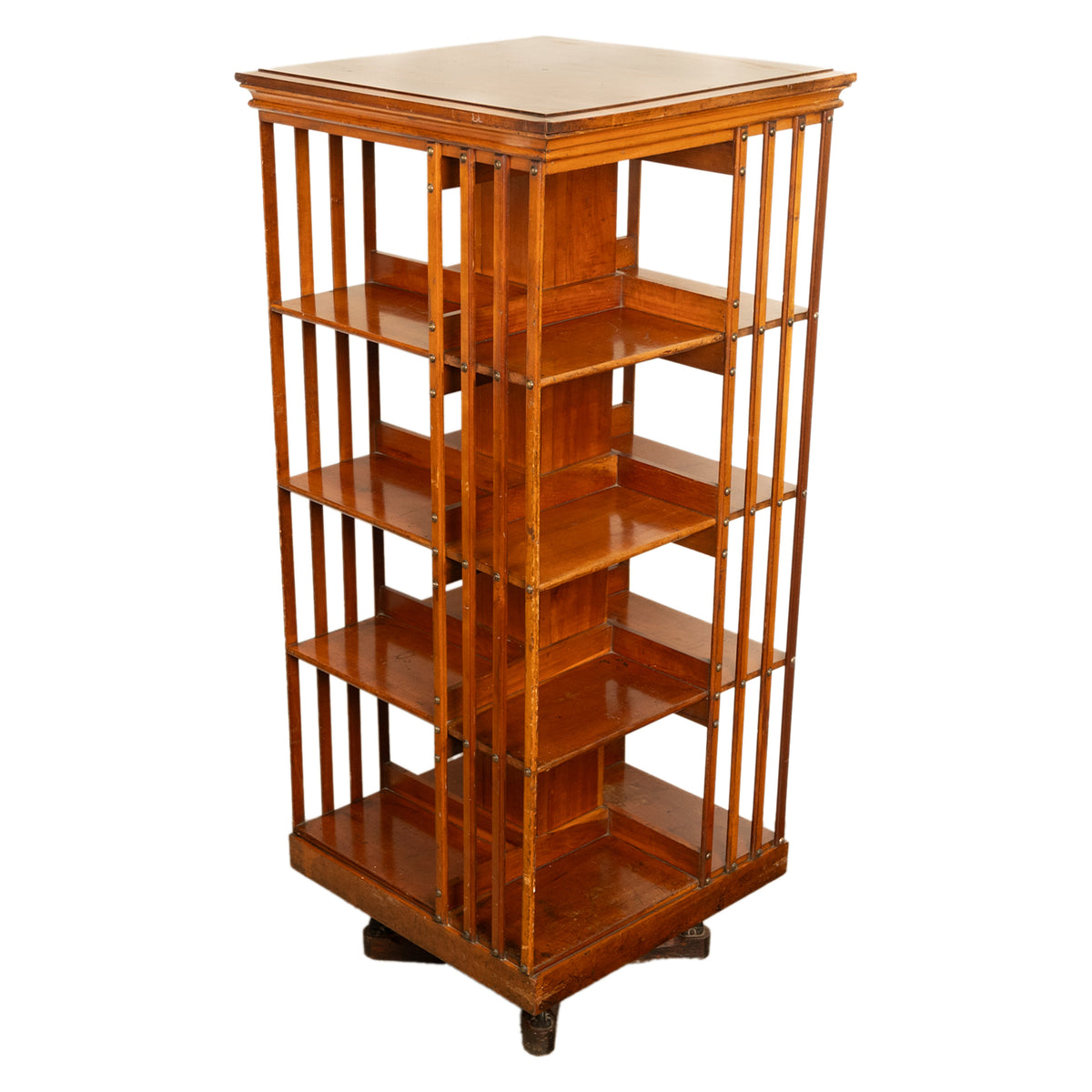 Antique American Walnut John Danner 4 Tier Revolving Bookcase Canton Ohio 1877