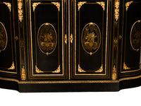 19th Century French Napoleon III Ormolu & Marble Ebonized Cabinet Sideboard 1860