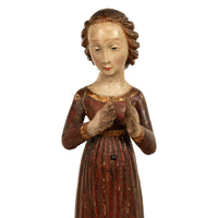 Antique Italian 15th Century Carved Wood Hand-Painted Madonna Statue Vecchietta 1460