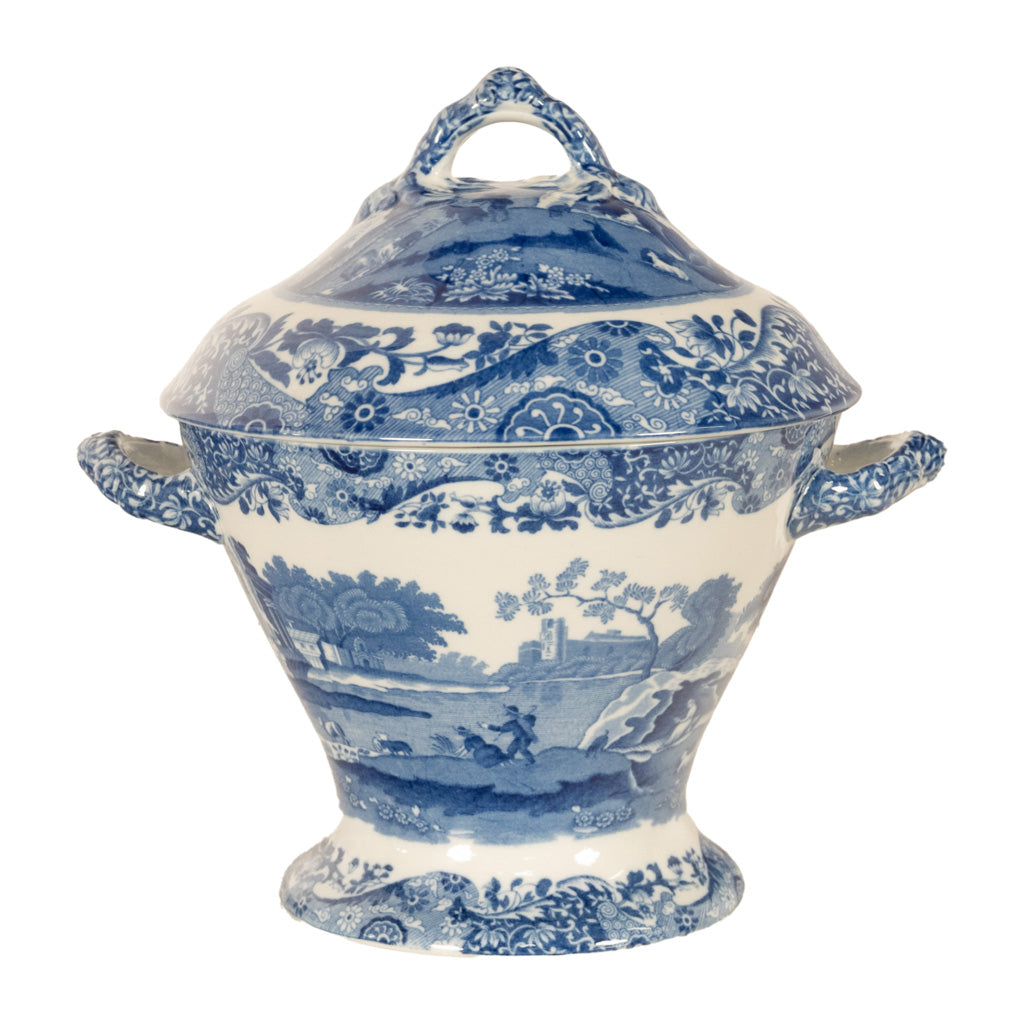 Antique Copeland Spode Blue & White Porcelain "Italian" Pattern Lazy Susan 1890