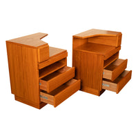 Pair Mid Century Modern Danish Teak Nightstands Chest Drawers by Scan Coll 1970