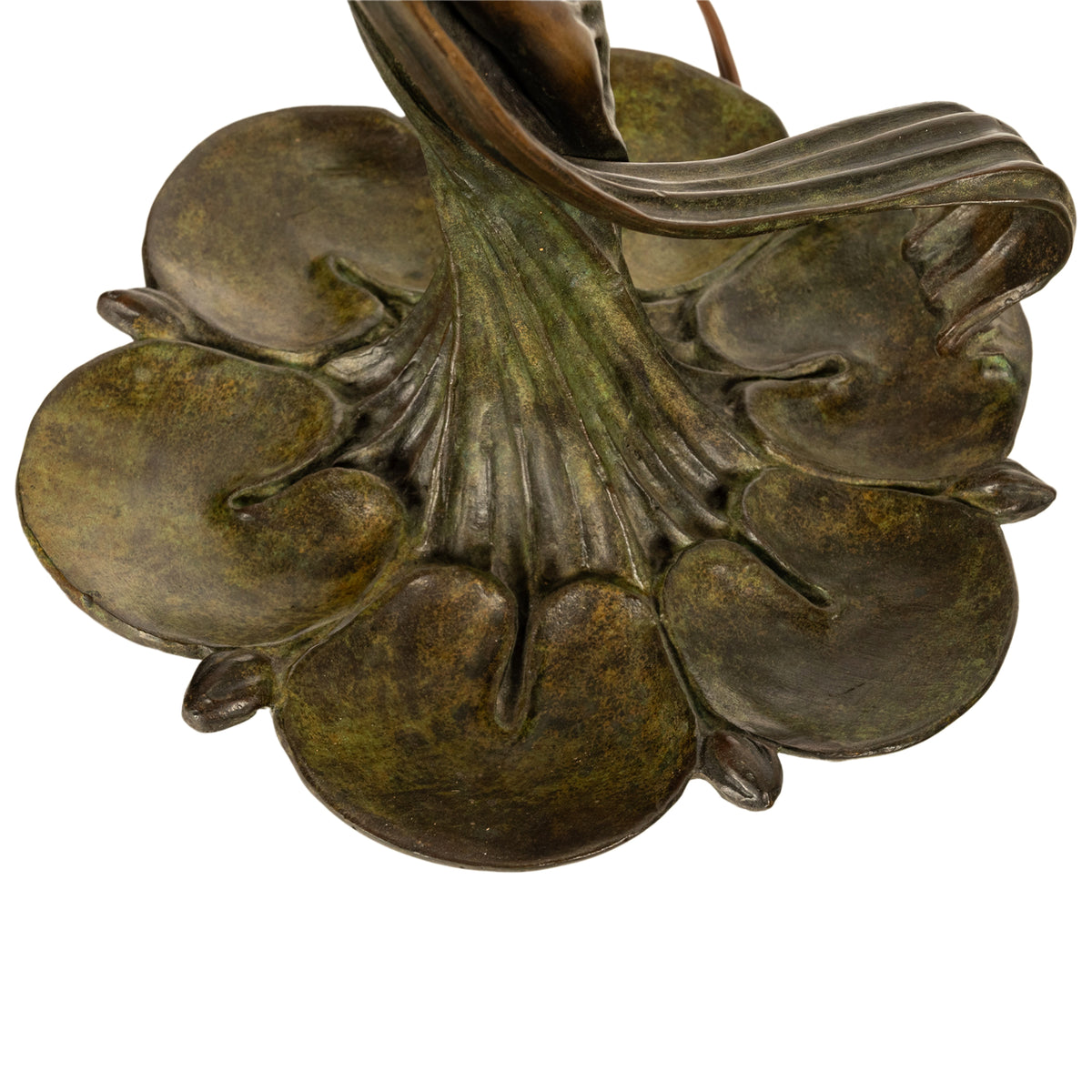 Antique Art Nouveau Austrian Bronze Figural Lamp Loetz Glass Gustav Gurschner, 1905