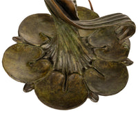 Antique Art Nouveau Austrian Bronze Figural Lamp Loetz Glass Gustav Gurschner, 1905