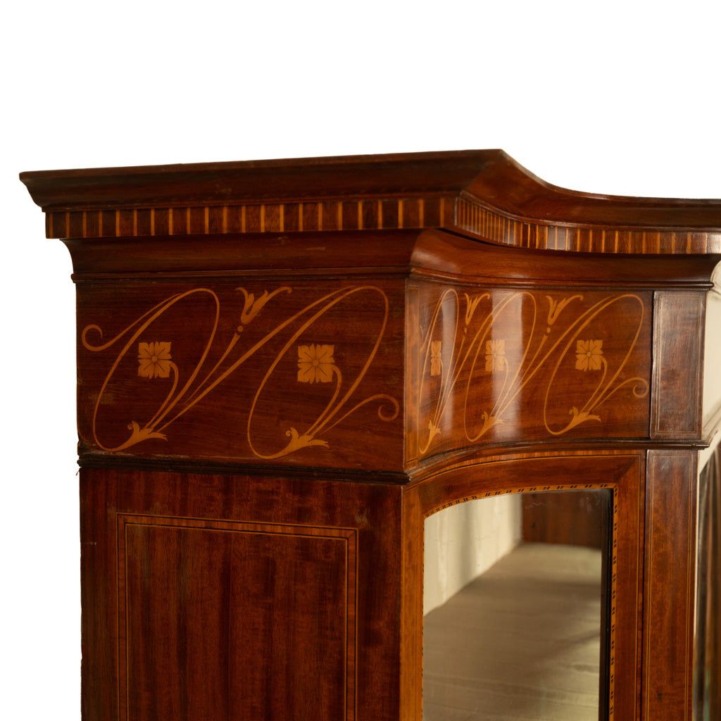 Antique Art Nouveau Inlaid Mahogany Display China Cabinet Vitrine Waring Gillow, 1905