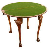 Antique Mahogany Carved Chippendale Demi-Lune Queen Anne Game Console Table 1900