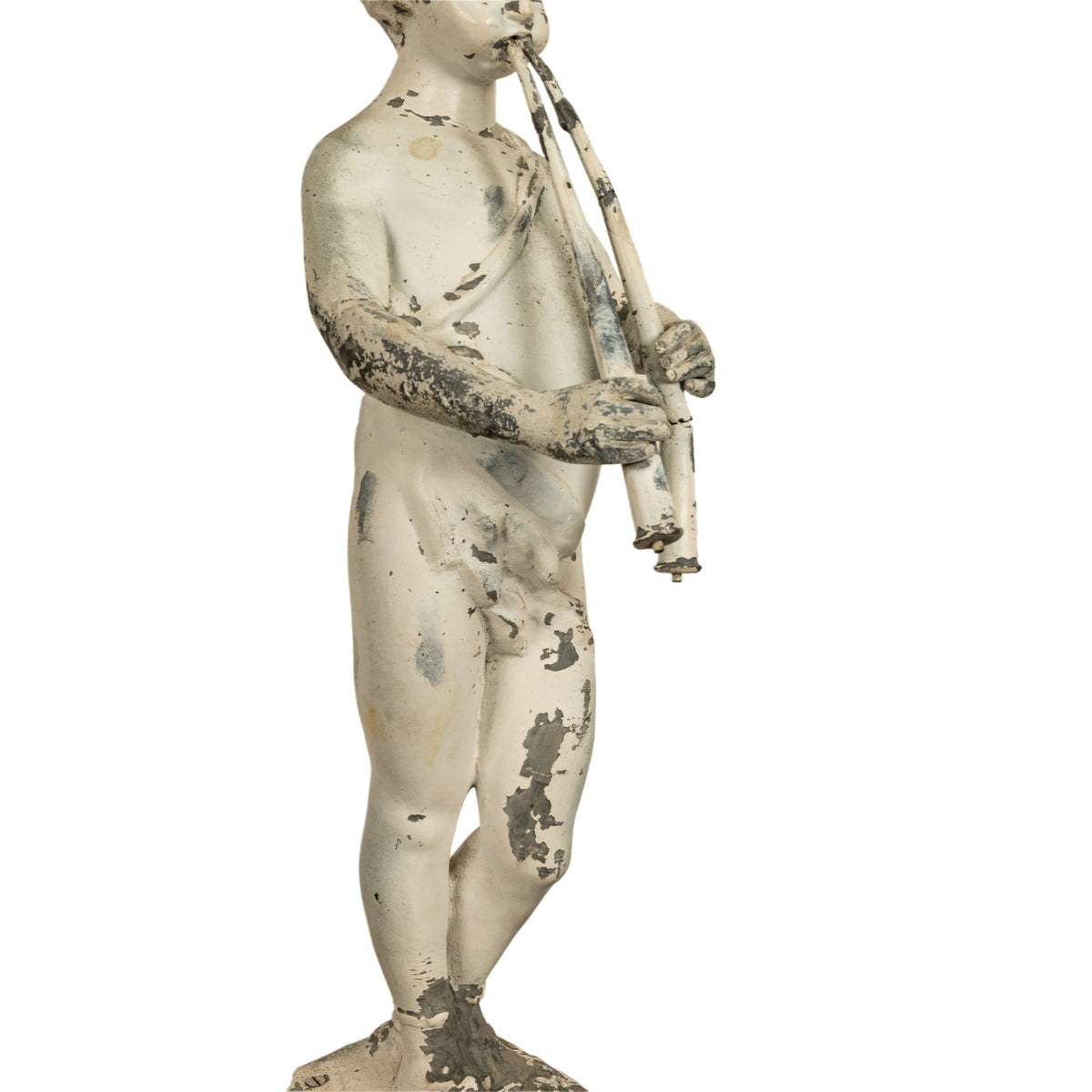 Antique French Lead Garden Statue Fountain Piping Boy Pan Putto Bacchante 1880