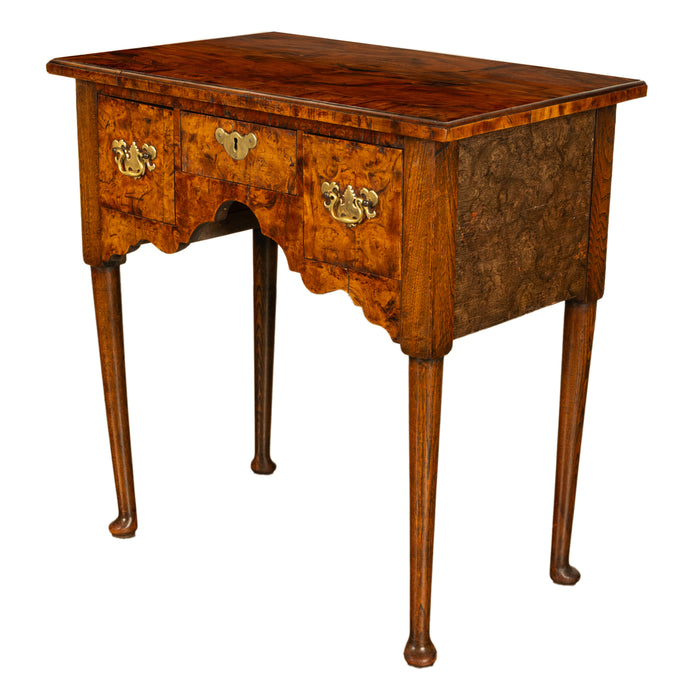 Antique Irish 18th Century Burl Walnut George I Lowboy Dressing Table Desk 1720