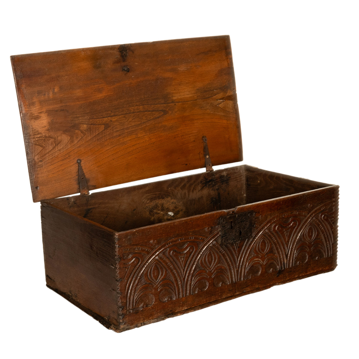 Antique English 17th Century Charles II Carved Oak Bible Document Deed Box 1680