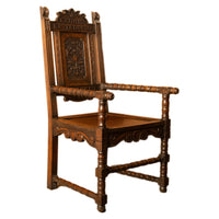 Antique Welsh Carved Oak Eisteddfod Bardic Chair Newmarket Trelawnyd Wales 1901