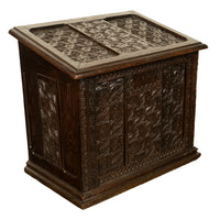 Antique French Medieval Gothic Carved Oak Chest Coffer 17th Century Panels 1679