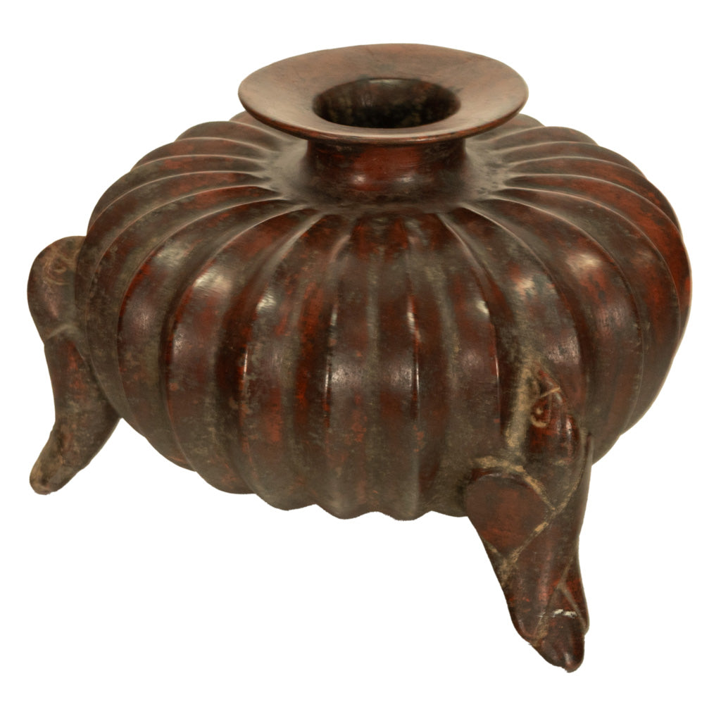 Ancient Pre-Columbian Colima Redware Ceramic Gourd Vessel Circa 100 BC Ex-Museum