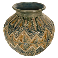 Antique Aesthetic Movement Doulton Lambeth Stoneware Vase Elizabeth Atkins 1883