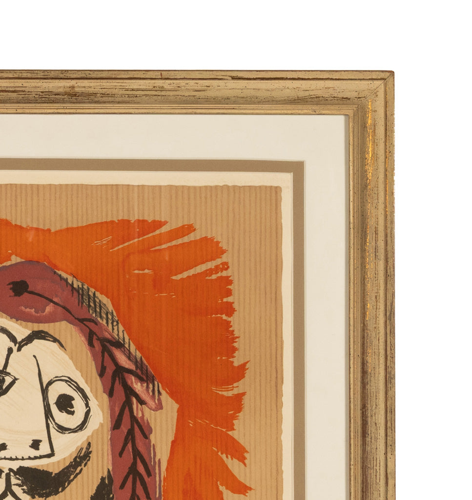 Original Colored Cubist Imaginary Portrait Signed Numbered by Pablo Picasso, 1969 with Marcel Salinas Letter