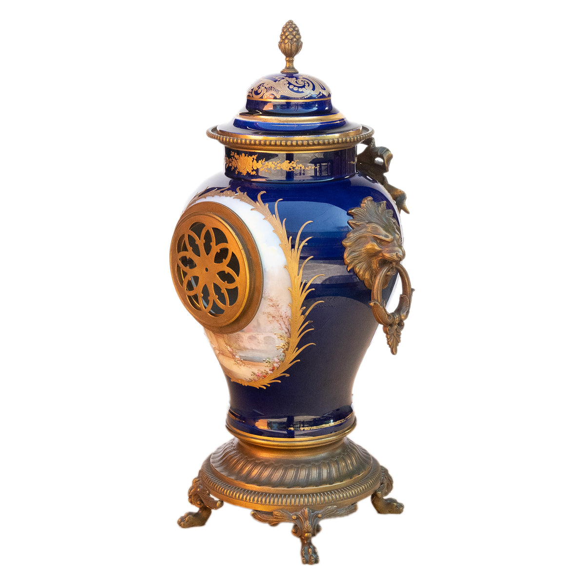 Antique French Sèvres Porcelain G. Poitevin Ormolu Japy Freres 8 Day Clock 1875