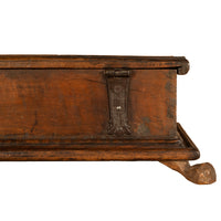 Antique Italian Baroque Walnut & Engraved Iron Jewelry Strong Box Cassone 1600