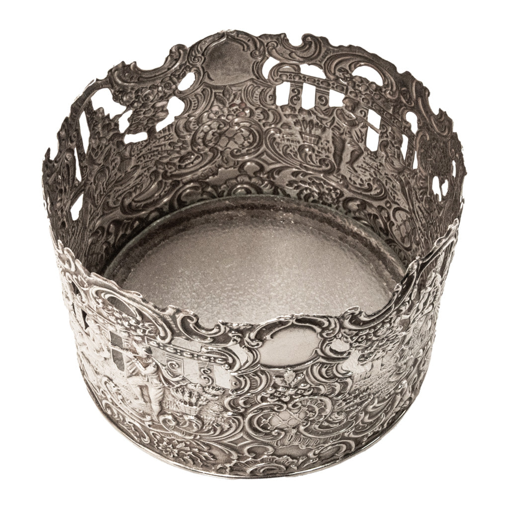 Antique American Sterling Silver Wine Bottle Decanter Coaster Cuff New York 1915