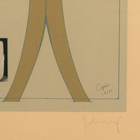 Pop Art Silk Screen Print and Collage "Clothespin Brancusi's Kiss" Philadelphia by Claes Oldenburg, 1972