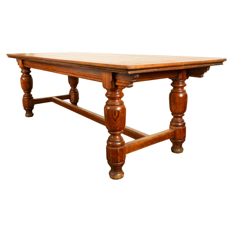 Antique 19th Century Country Farmhouse Refectory Dining Table 1860 Seats 10-12, Circa 1860