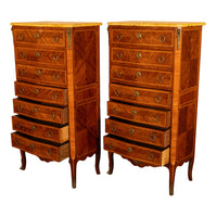 Pair Antique French Semainier Ormolu Marble Chests of Drawers by Kahn & Cie 1895