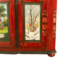 Antique 19th Century German Painted Cabinet Wedding Armoire "Four Seasons" 1850