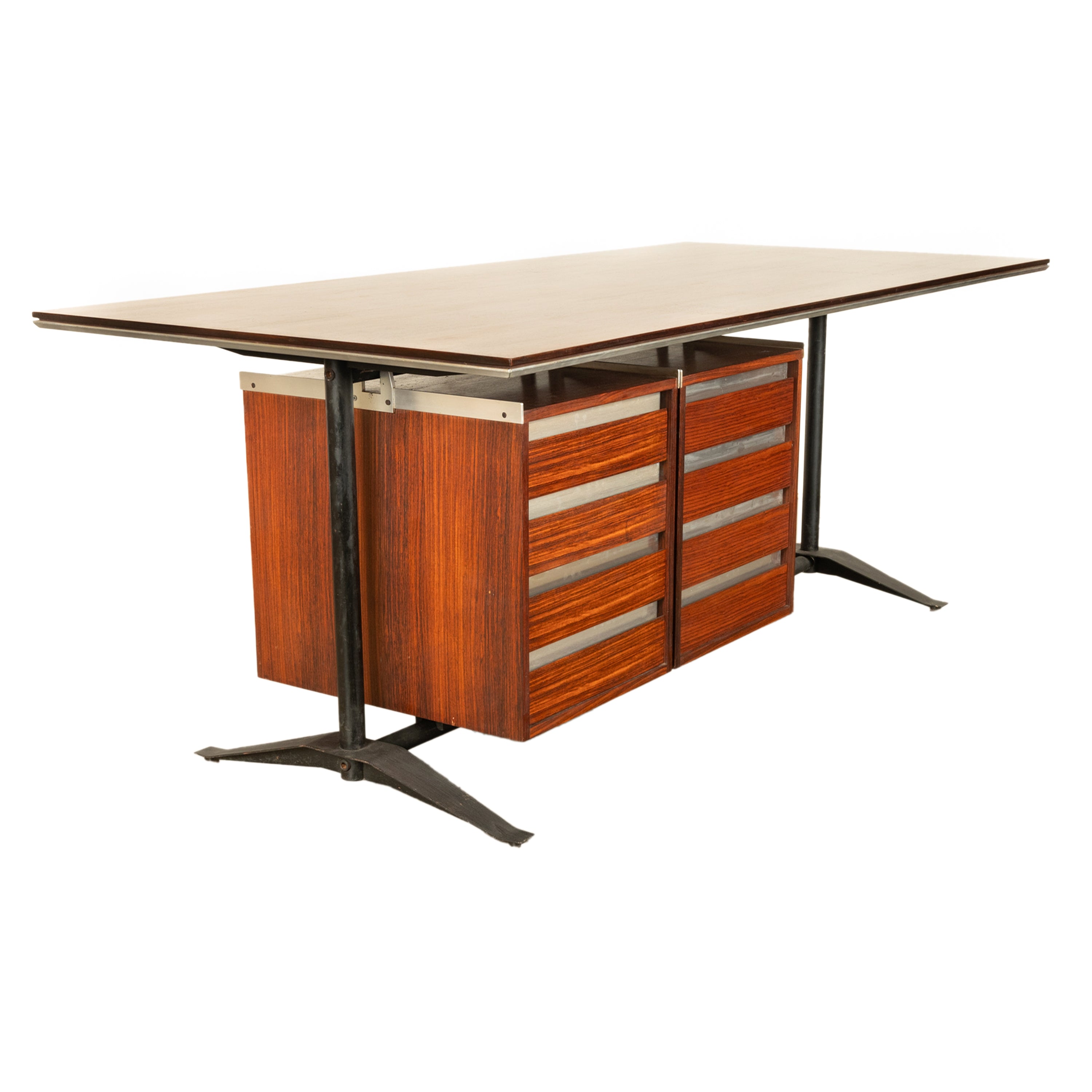 Italian Rosewood Mid Century Modern Executive Desk Gio Ponti