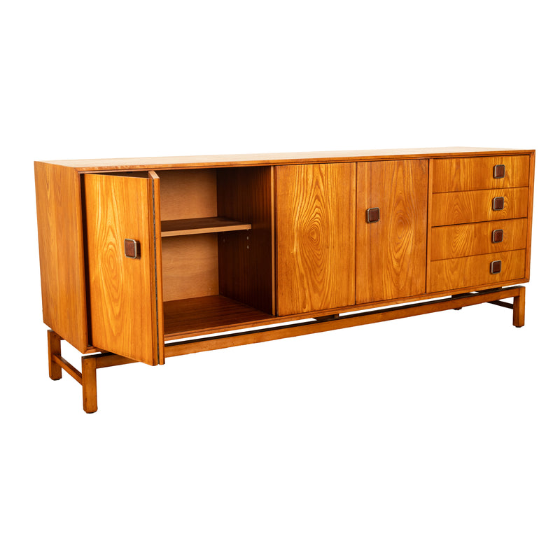 Original Danish Mid Century Modern Teak Credenza Sideboard Cabinet 6' Long 1960