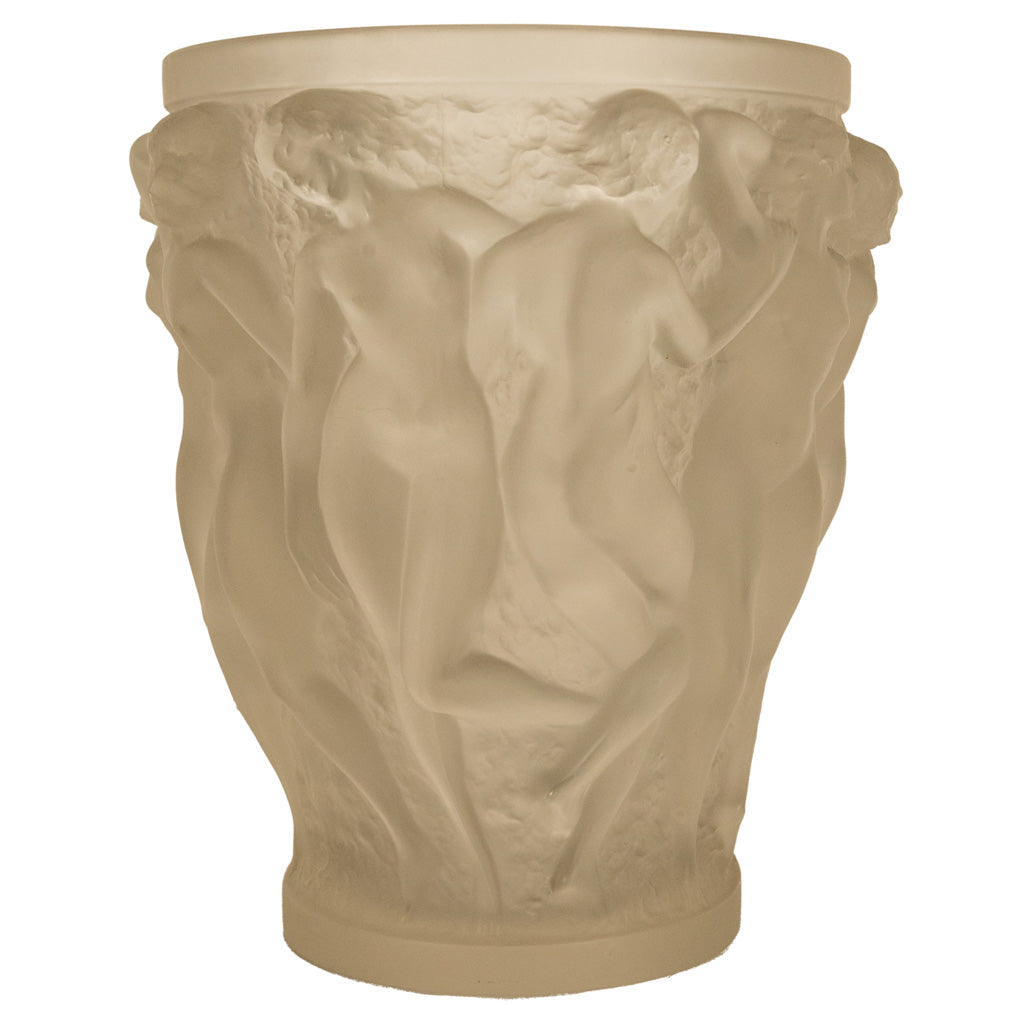 Rene Lalique Large Art Deco Opalescent Glass Crystal Vase Bacchantes Signed 1927