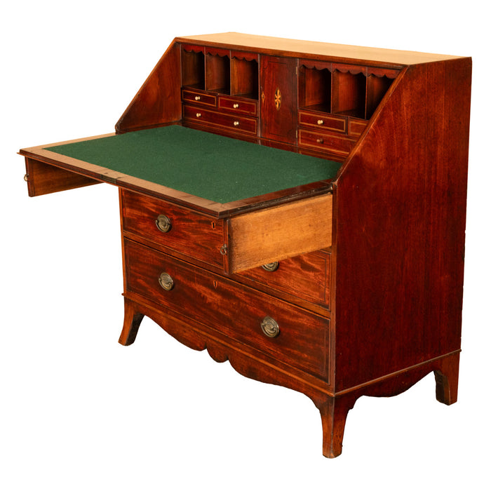 Fine Antique Georgian Mahogany Sheraton Inlaid Secretary Desk Bureau Chest 1780