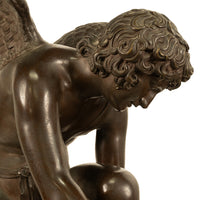 Monumental Antique French Bronze Sculpture Statue Cupid & Marble Ormolu Pedestal by Antoine-Denis Chaudet, 1870