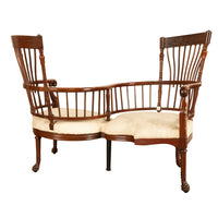 Antique American Carved Mahogany Conversation Sofa Chair Loveseat Tête-à-Tête, Circa  1880