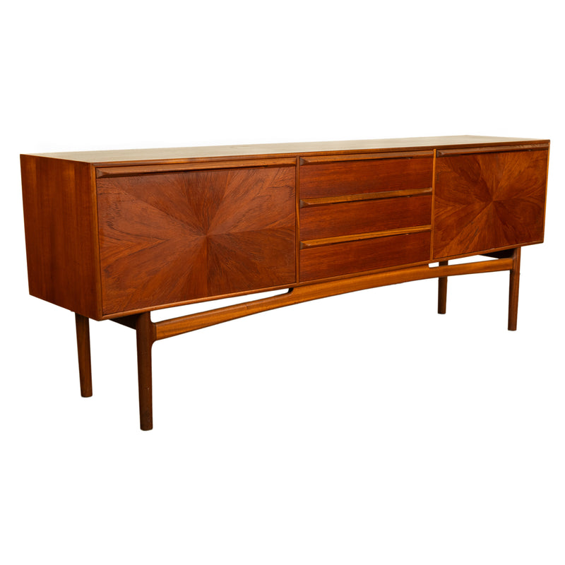 Mid Century Modern Danish Style Teak Long Credenza McIntosh Starburst Doors 1960